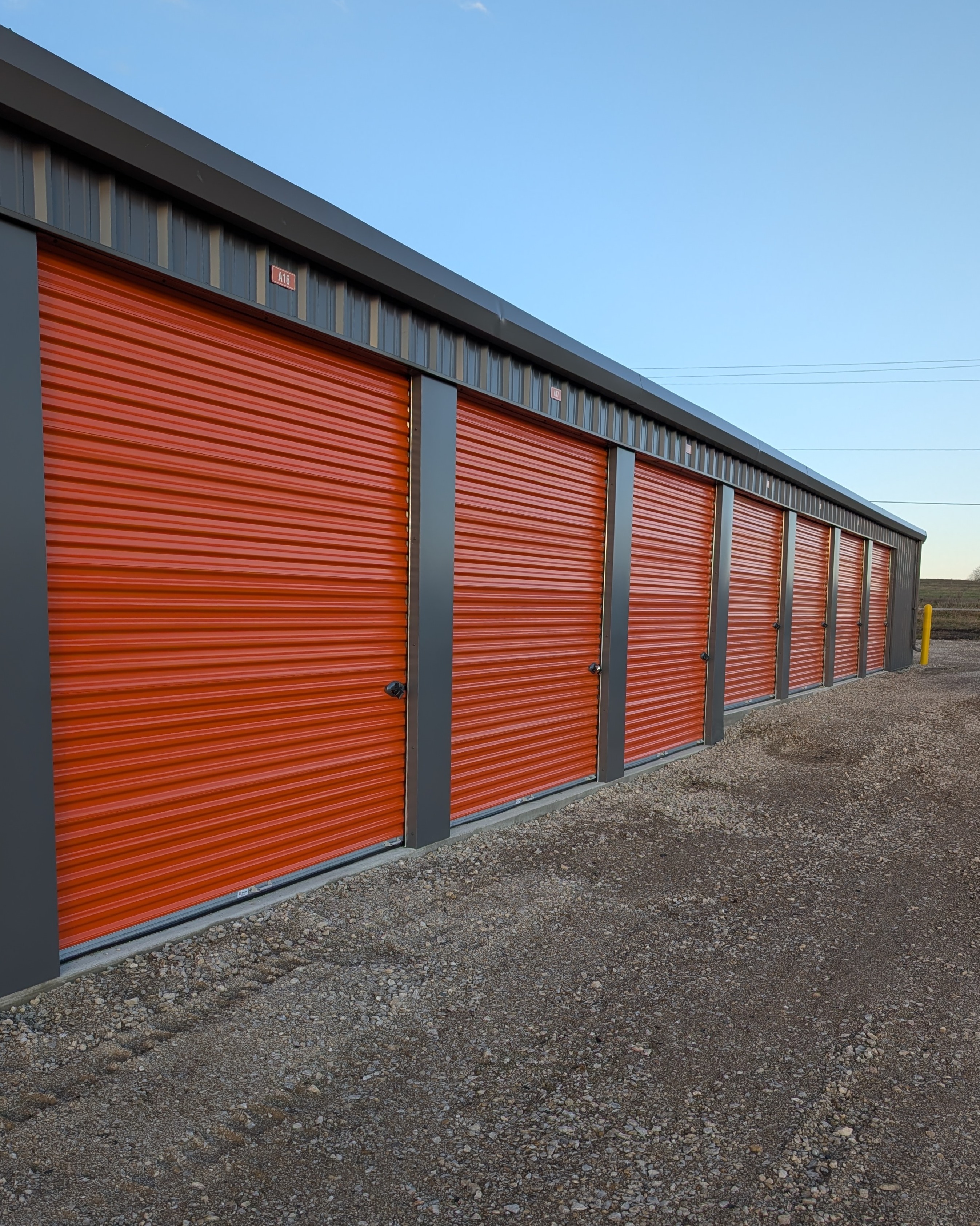 Well-organized storage unit with neatly stacked boxes
